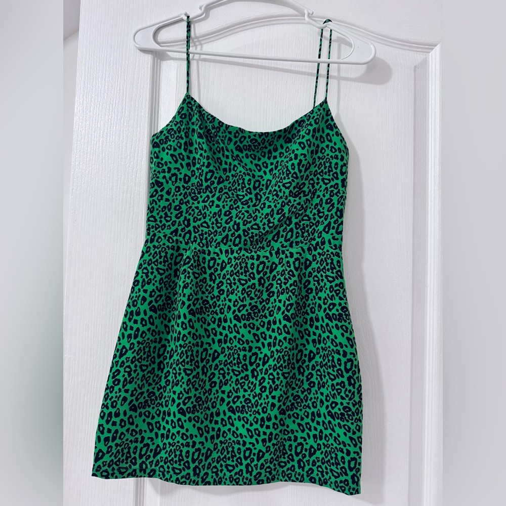 Superdown Vibrant Green Animal Print Dress